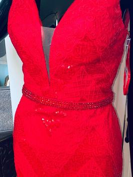 Lucci Lu Red Size 4 Euphoria Sequin Midi Cocktail Dress on Queenly