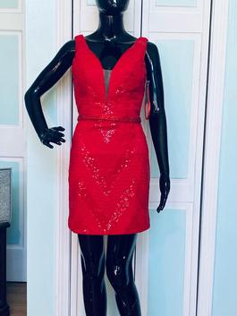 Lucci Lu Red Size 4 Euphoria Sequin Midi Cocktail Dress on Queenly