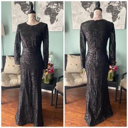 Betsy and Adam Black Tie Size 10 Pageant Sheer Betsy & Adam Prom Straight Dress on Queenly
