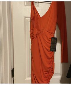 Bebe Orange Size 6 50 Off One Shoulder Midi Cocktail Dress on Queenly
