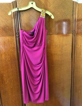 David Meister Hot Pink Size 2 Midi Cocktail Dress on Queenly
