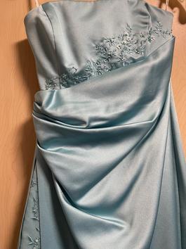 David's Bridal Blue Size 8 Floor Length Ball gown on Queenly