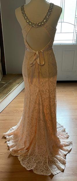 Sequin hearts Nude Size 6 Floor Length Military A-line Dress on Queenly