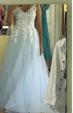 Sherri Hill Blue Size 10 Winter Formal Tulle Train Dress on Queenly