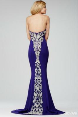 Style 33690 Jovani Royal Blue Size 4 $300 Floor Length 50 Off Train Dress on Queenly
