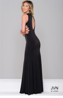 Style 45670 Jovani Black Size 00 Tall Height Boat Neck Prom Keyhole Straight Dress on Queenly