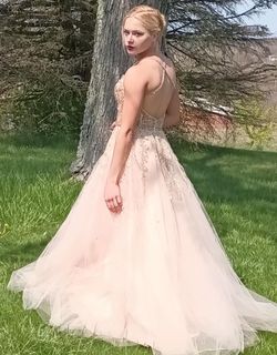 MoriLee Nude Size 4 Sequin Sweet 16 50 Off Ball gown on Queenly