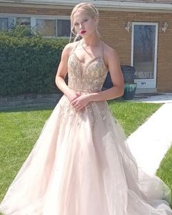MoriLee Nude Size 4 Jewelled Embroidery $300 Ball gown on Queenly