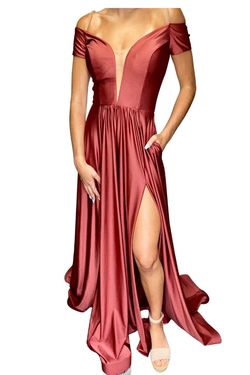 Style 381 Jessica Angel Red Size 4 Pageant $300 Custom Floor Length Side slit Dress on Queenly