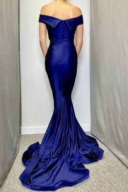 Style 528 Jessica Angel Navy Blue Size 4 $300 Military Floor Length Mermaid Dress on Queenly