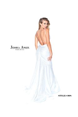 Style 908 Jessica Angel White Size 12 Plus Size Backless Tall Height Side slit Dress on Queenly