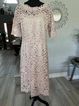 Teri Jon Nude Size 12 Midi Plus Size Cocktail Dress on Queenly