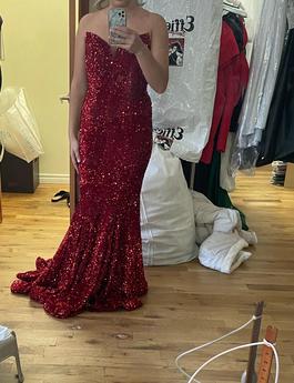 Portia and Scarlett Red Size 8 Floor Length Pageant Jersey Mermaid Dress on Queenly