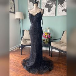 Jovani Black Size 00 Embroidery Fitted Prom Mermaid Dress on Queenly