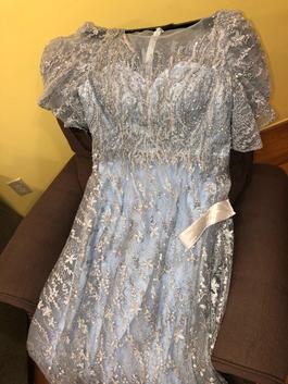 Mac Duggal gown new with tags Silver Size 8 Floor Length Light Blue Ball gown on Queenly