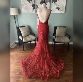 Jovani Red Size 4 Backless Sequin Military Mermaid Dress on Queenly