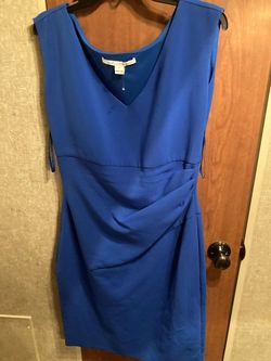 Diane Von Furstenberg Blue Size 12 Midi $300 Cocktail Dress on Queenly