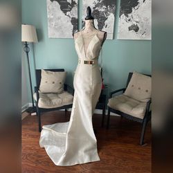 Terani Couture White Size 4 70 Off Belt Mermaid Dress on Queenly