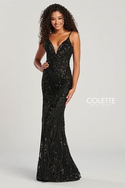 Style CL21722 Colette Black Tie Size 18 Sequined Jewelled Plus Size Straight Dress on Queenly