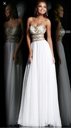 SHERRI HILL White Size 6 50 Off Free Shipping Jewelled Floor Length A-line Dress on Queenly