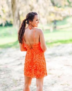 Sherri Hill Orange Size 2 Free Shipping Fully-beaded Cocktail Dress on Queenly