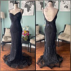 Jovani Black Size 0 Embroidery Mermaid Dress on Queenly