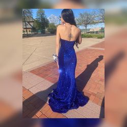 Portia and Scarlett Blue Size 2 Prom Floor Length Mermaid Dress on Queenly