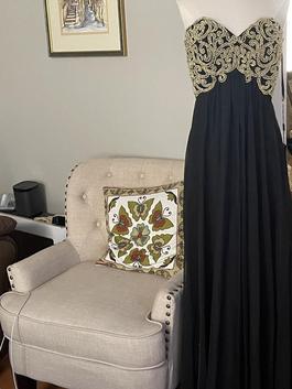 Style 13130 La Femme Black Size 6 Floor Length 50 Off A-line Dress on Queenly