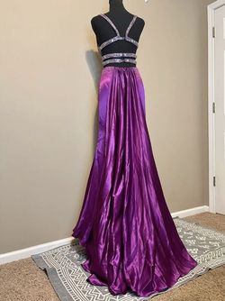 Tony Bowls Purple Size 2 V Neck Side Slit Floor Length Train Dress on Queenly