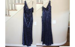 Style Navy Blue Sequined One Shoulder Formal Gown Cinderella Divine  Blue Size 12 Floor Length Mermaid Dress on Queenly