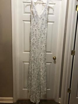 Johnathan Kayne White Size 4 Tall Height Floor Length Side slit Dress on Queenly