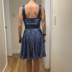 Sherri Hill Blue Size 6 Homecoming Sequin Silk Cocktail Dress on Queenly