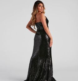 Windsor Black Size 2 Sequin $300 Side slit Dress on Queenly