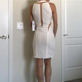 Jovani White Size 2 Midi Summer Cocktail Dress on Queenly