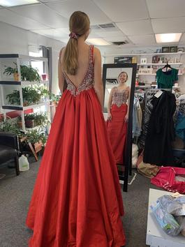 Mac Duggal Red Size 2 Backless Pageant Beaded Top Train Dress on Queenly
