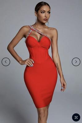 Bella Barnett Red Size 0 Midi $300 Interview Cocktail Dress on Queenly