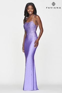 Style S10506 Faviana Purple Size 8 Cut Out Straight Dress on Queenly