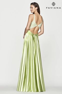 Style S10642 Faviana Green Size 14 Tall Height A-line Dress on Queenly
