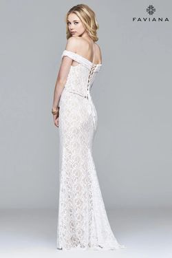 Style S8012 Faviana White Size 14 $300 Floor Length Summer Side slit Dress on Queenly