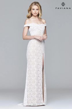 Style S8012 Faviana White Size 14 $300 Floor Length Summer Side slit Dress on Queenly