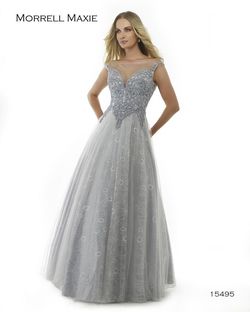 Style 15495 Morrell Maxie Silver Size 4 Gray Floor Length Black Tie A-line Dress on Queenly