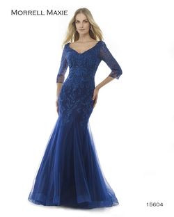 Style 15604 Morrell Maxie Blue Size 16 Tall Height Plus Size Black Tie Mermaid Dress on Queenly