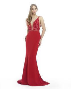 Style 15830 Morrell Maxie Red Size 6 Floor Length Jersey Embroidery Mermaid Dress on Queenly