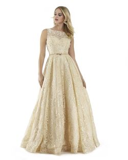 Style 15904 Morrell Maxie Gold Size 14 Pageant Tall Height Ball gown on Queenly