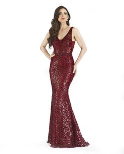 Style 16239 Morrell Maxie Red Size 6 Floor Length Burgundy Lace Black Tie Straight Dress on Queenly