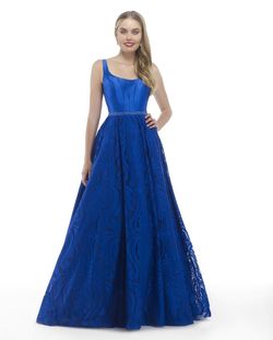 Style 15798 Morrell Maxie Blue Size 18 Plus Size Silk Tall Height Lace Floor Length Ball gown on Queenly