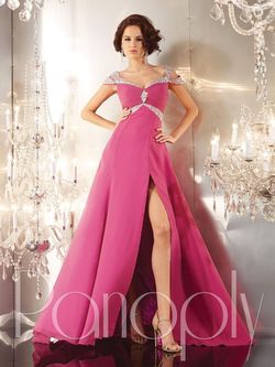 Style 14617 Panoply Pink Size 2 Tall Height Black Tie Tulle Side slit Dress on Queenly
