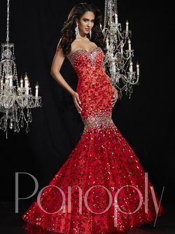Style 14783 Panoply Red Size 2 Floor Length Sweetheart Sequin Mermaid Dress on Queenly