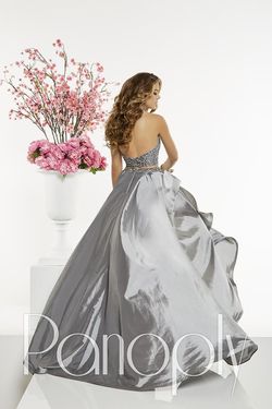 Style 14863 Panoply Silver Size 10 Tall Height Prom Overskirt Ball gown on Queenly