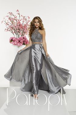 Style 14863 Panoply Silver Size 10 Tall Height Prom Overskirt Ball gown on Queenly